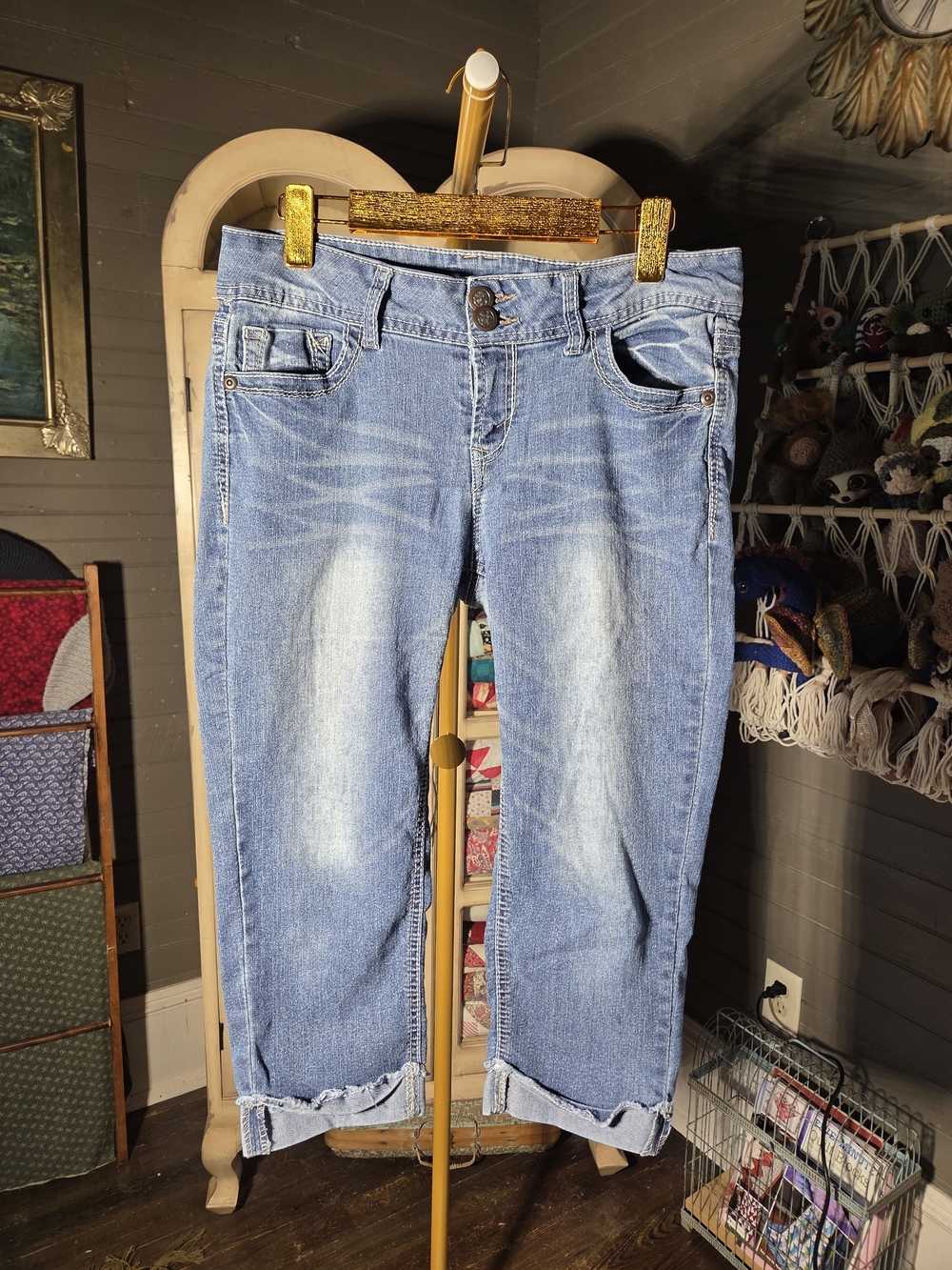 No Boundaries Light Blue Cropped Jean Shorts